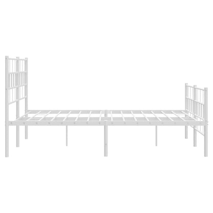 Kovový Rám Postele S Hlavovým A Nožním Čelem Bílý 160 X 200 Cm