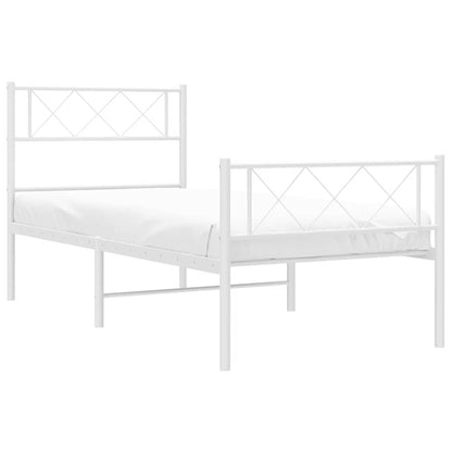 Kovový Rám Postele S Hlavovým A Nožním Čelem Bílý 100 X 200 Cm