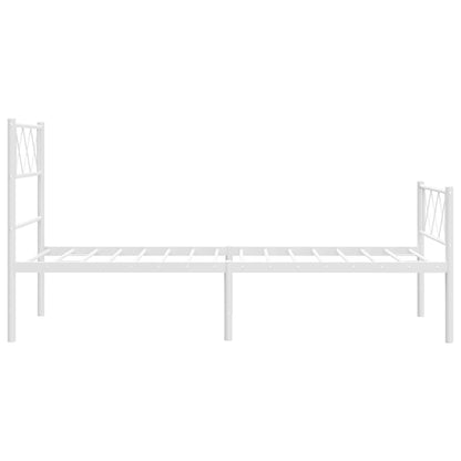 Kovový Rám Postele S Hlavovým A Nožním Čelem Bílý 100 X 200 Cm