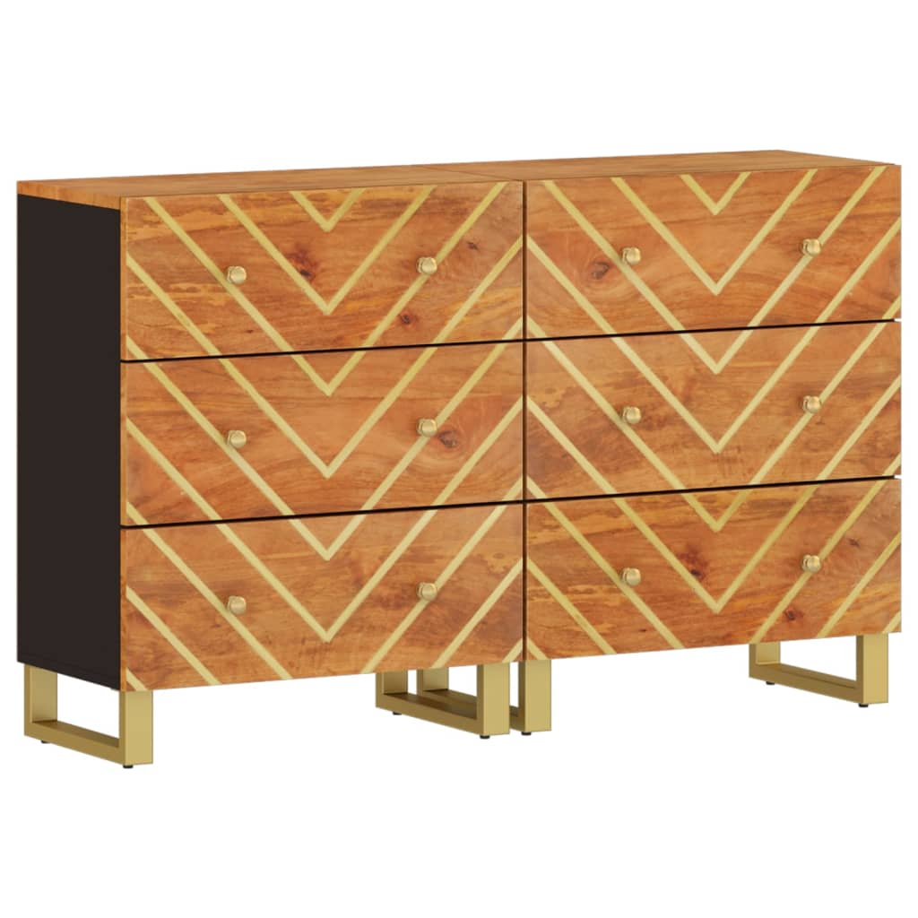 Odkládací Skříňky 2 Ks Hnědé A Černé 60X33,5X75 Cm Mangovník