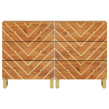 Odkládací Skříňky 2 Ks Hnědé A Černé 60X33,5X75 Cm Mangovník