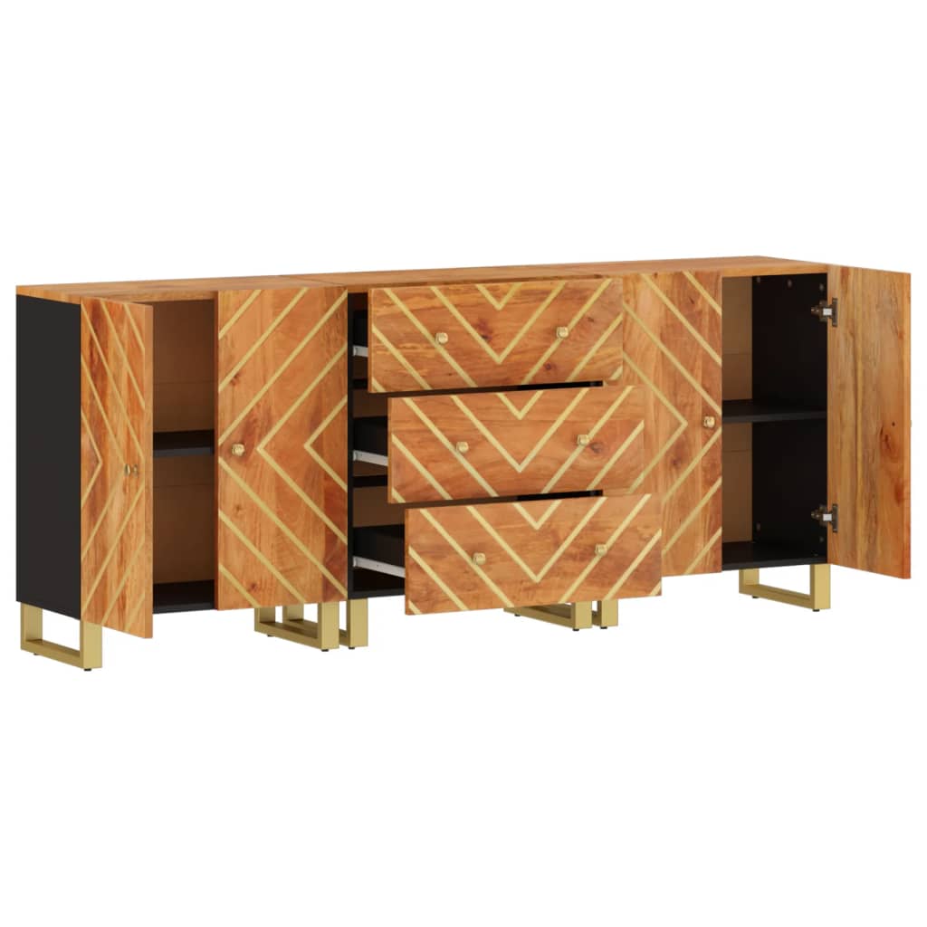 Odkládací Skříňky 3 Ks Hnědé A Černé 60X33,5X75 Cm Mangovník