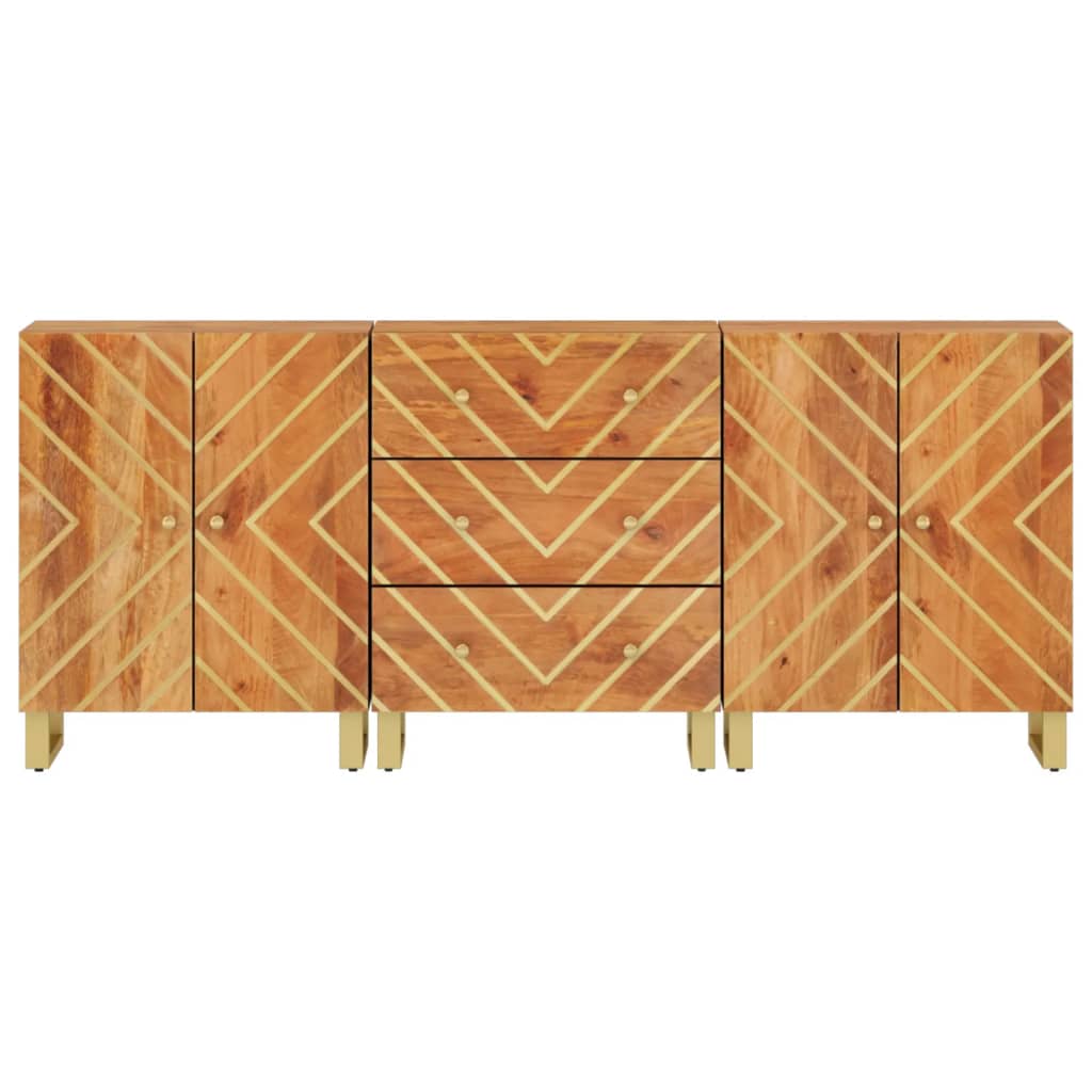 Odkládací Skříňky 3 Ks Hnědé A Černé 60X33,5X75 Cm Mangovník