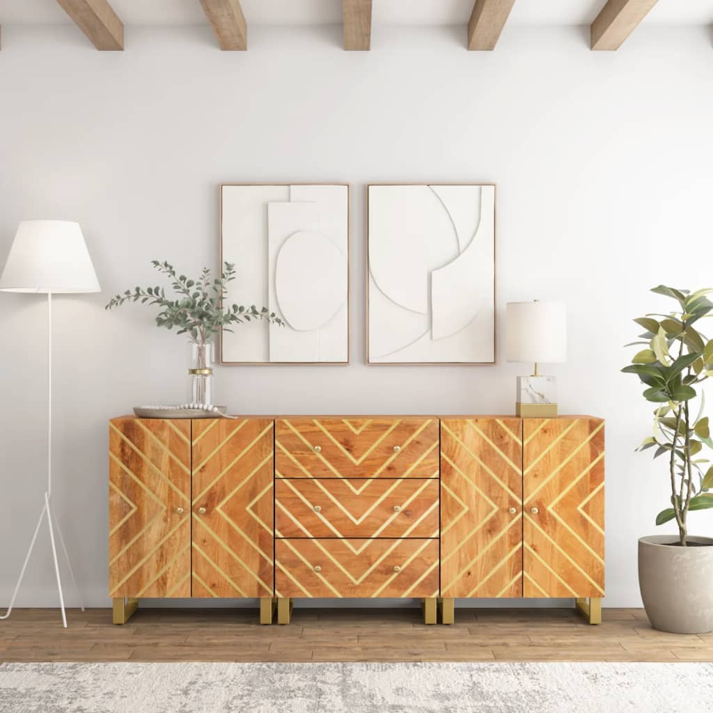 Odkládací Skříňky 3 Ks Hnědé A Černé 60X33,5X75 Cm Mangovník