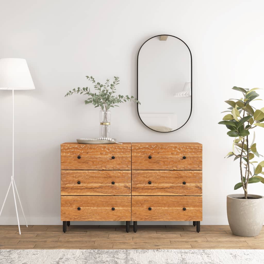 Odkládací Skříňky 2 Ks 60 X 33 X 75 Cm Masivní Akáciové Dřevo