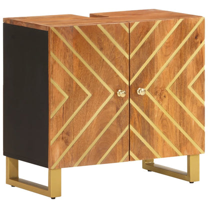 3Dílná Koupelnová Sestava Hnědá A Černá Masivní Mangovník