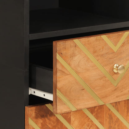 3Dílná Koupelnová Sestava Hnědá A Černá Masivní Mangovník