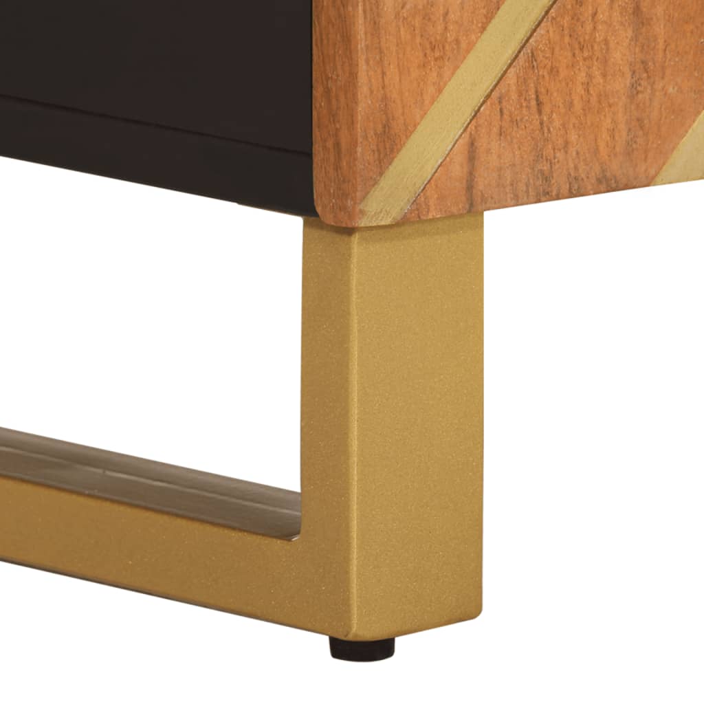 3Dílná Koupelnová Sestava Hnědá A Černá Masivní Mangovník