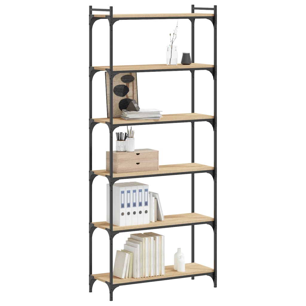 Knihovna Se 6 Policemi Dub Sonoma 80X30X188 Cm Kompozitní Dřevo