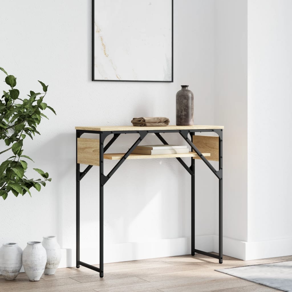 Konzolový Stolek S Policí Dub Sonoma 75 X 30 X 75 Cm Kompozit