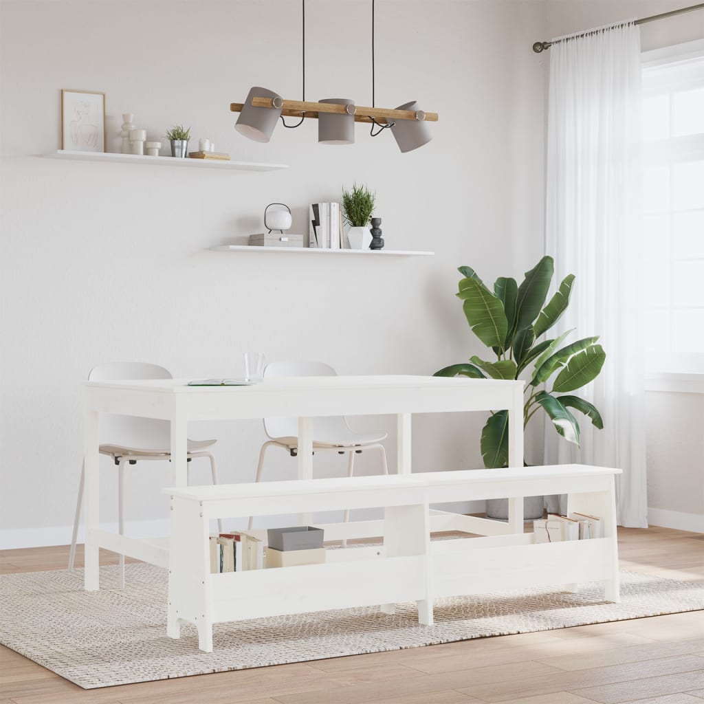Lavice Do Předsíně Bílá 160 X 28 X 45 Cm Masivní Borovice