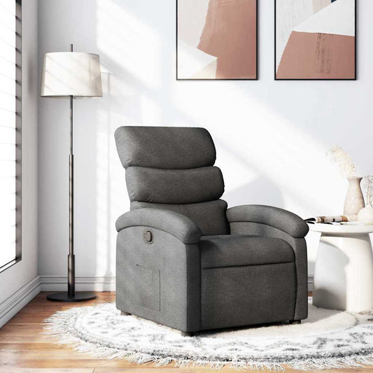 Polohovací Křeslo Tmavě Šedé Textil Tmavě Šedá