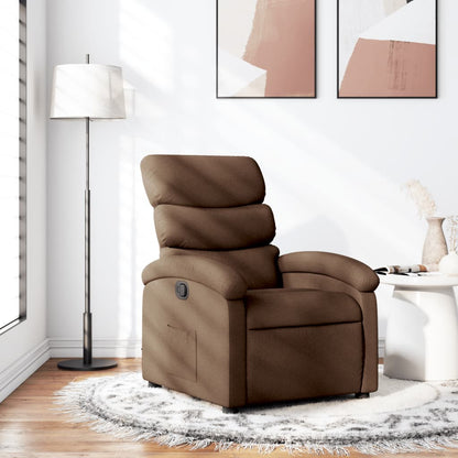 Elektrické Polohovací Křeslo Hnědé Textil Hnědá