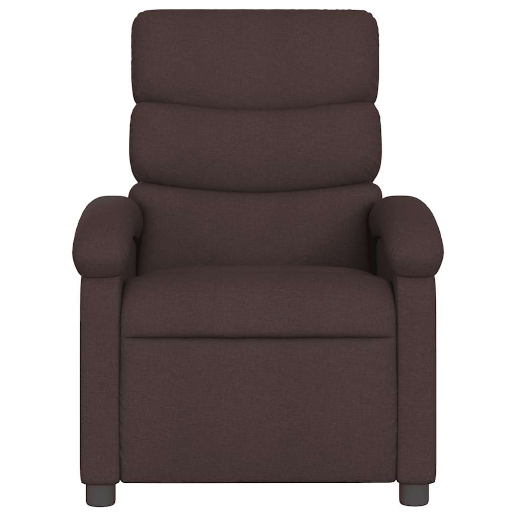 Masážní Polohovací Křeslo Tmavě Hnědé Textil Tmavě Hnědá
