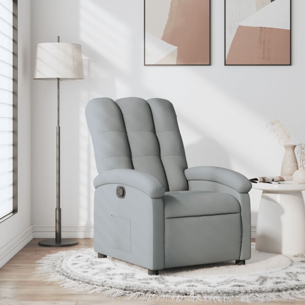 Polohovací Křeslo Světle Šedé Textil Světle Šedá