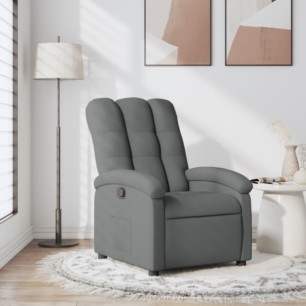 Elektrické Polohovací Křeslo Tmavě Šedé Textil Tmavě Šedá