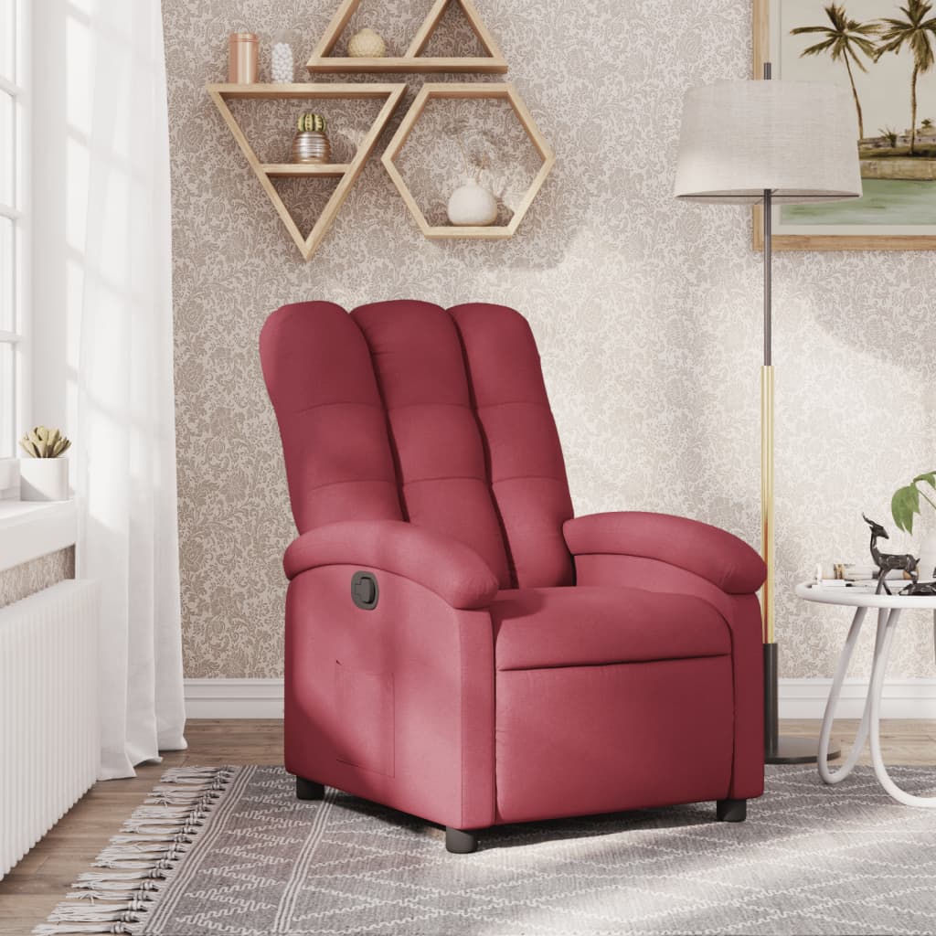Elektrické Polohovací Křeslo Vínové Textil Vínová Červená