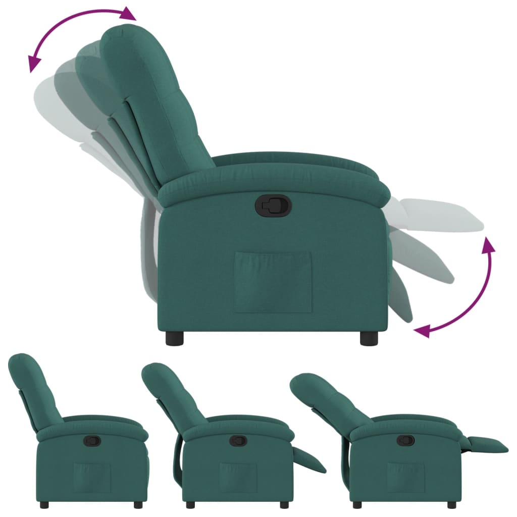 Polohovací Křeslo Tmavě Zelené Textil Tmavě Zelená
