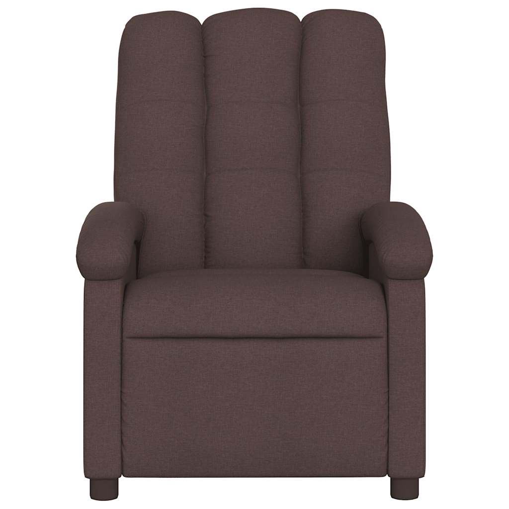 Masážní Polohovací Křeslo Tmavě Hnědé Textil Tmavě Hnědá