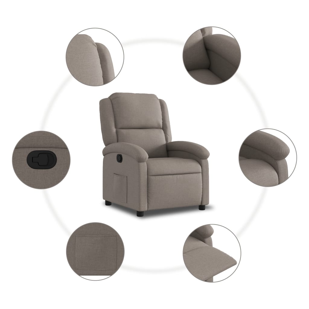 Polohovací Křeslo Textil Taupe