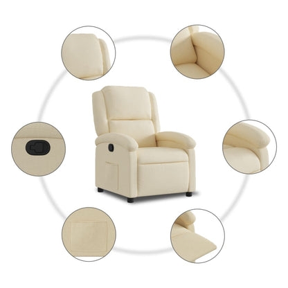 Polohovací Křeslo Krémové Textil Krémová