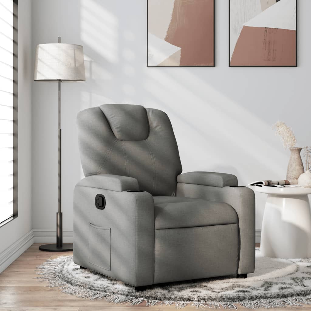 Polohovací Křeslo Tmavě Šedé Textil Tmavě Šedá