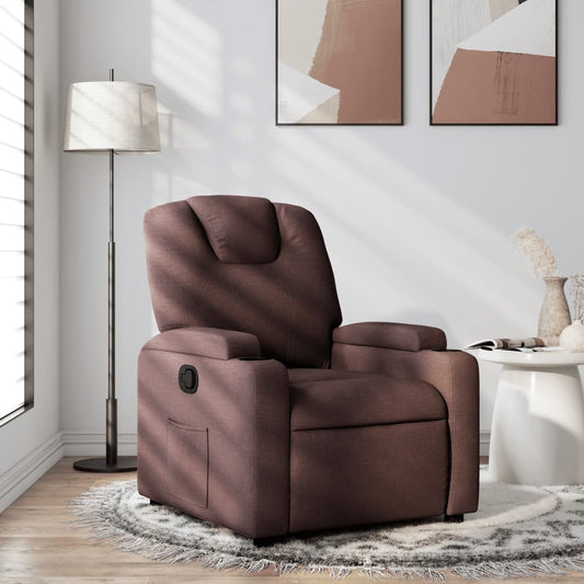 Polohovací Křeslo Tmavě Hnědé Textil Tmavě Hnědá