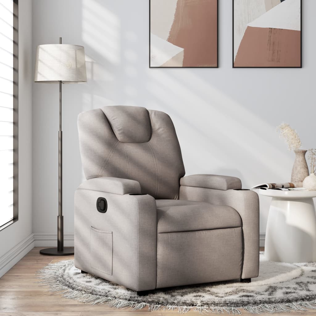 Masážní Polohovací Křeslo Textil Taupe