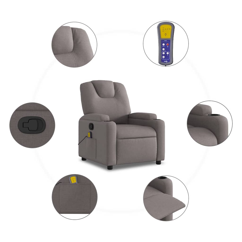 Masážní Polohovací Křeslo Textil Taupe