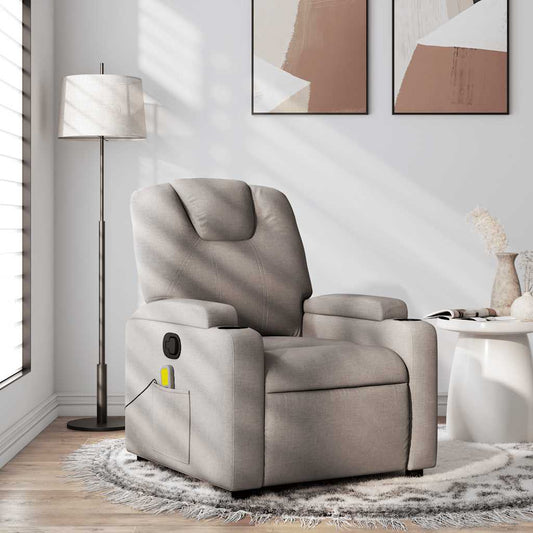 Masážní Polohovací Křeslo Textil Taupe