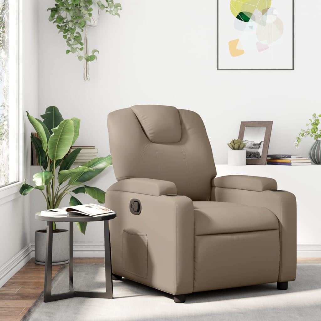 Elektrické Polohovací Křeslo Umělá Kůže Cappuccino