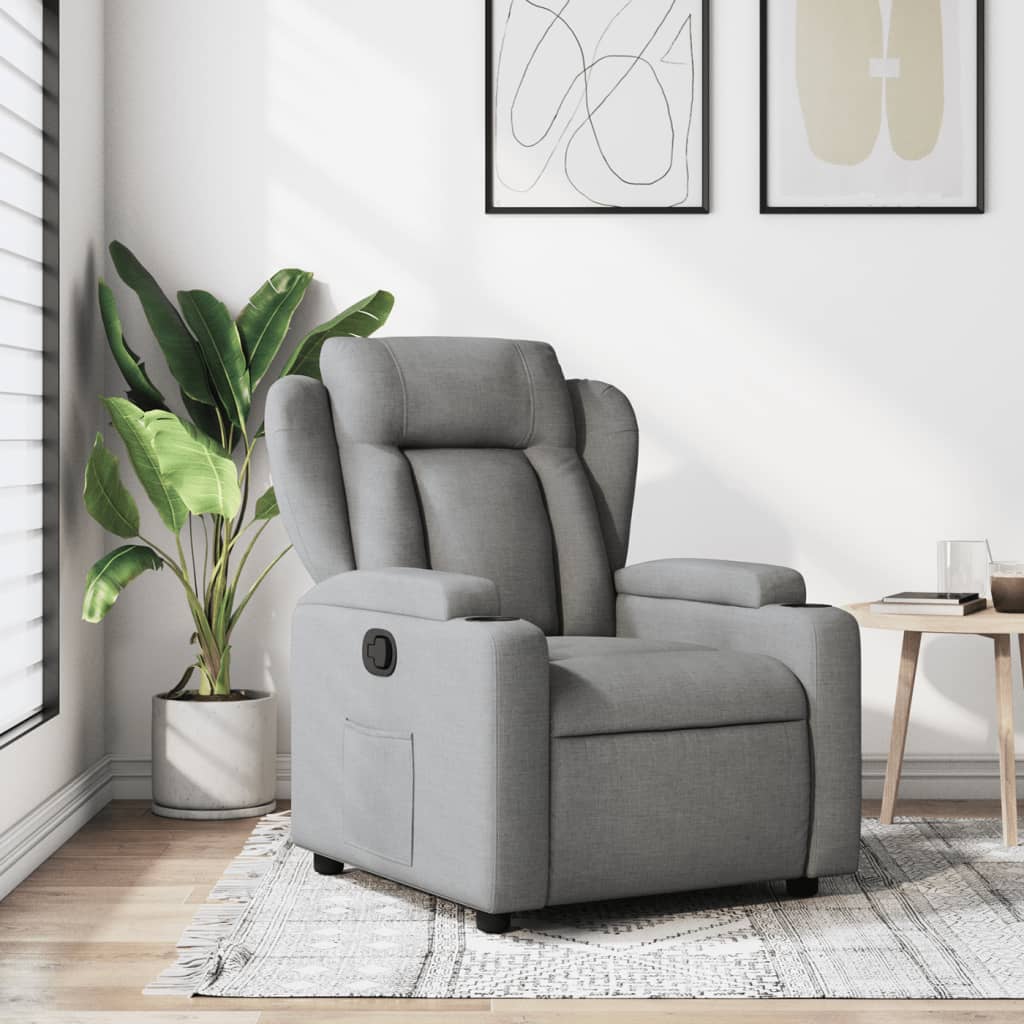 Masážní Polohovací Křeslo Světle Šedé Textil Světle Šedá