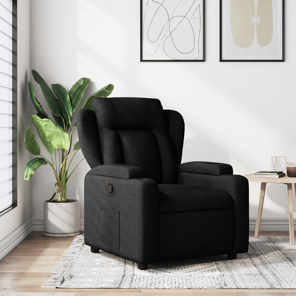 Masážní Polohovací Křeslo Černé Textil Černá