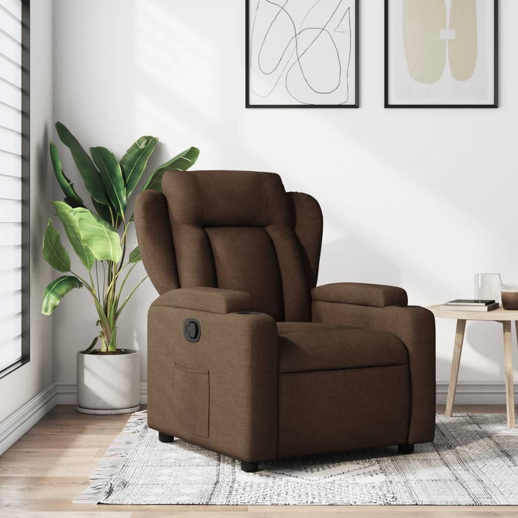 Masážní Polohovací Křeslo Hnědé Textil Hnědá