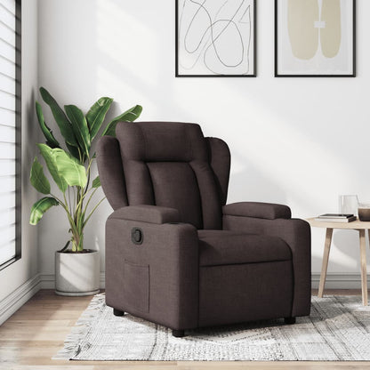 Masážní Polohovací Křeslo Tmavě Hnědé Textil Tmavě Hnědá