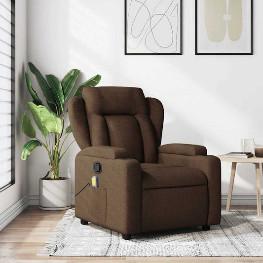 Masážní Polohovací Křeslo Hnědé Textil Hnědá