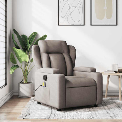 Elektrické Masážní Polohovací Křeslo Textil Taupe
