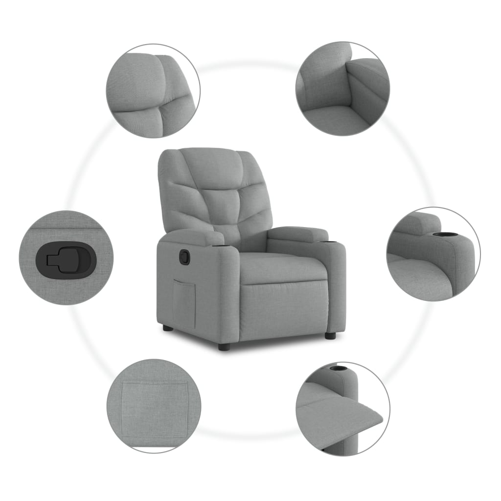 Polohovací Křeslo Světle Šedé Textil Světle Šedá