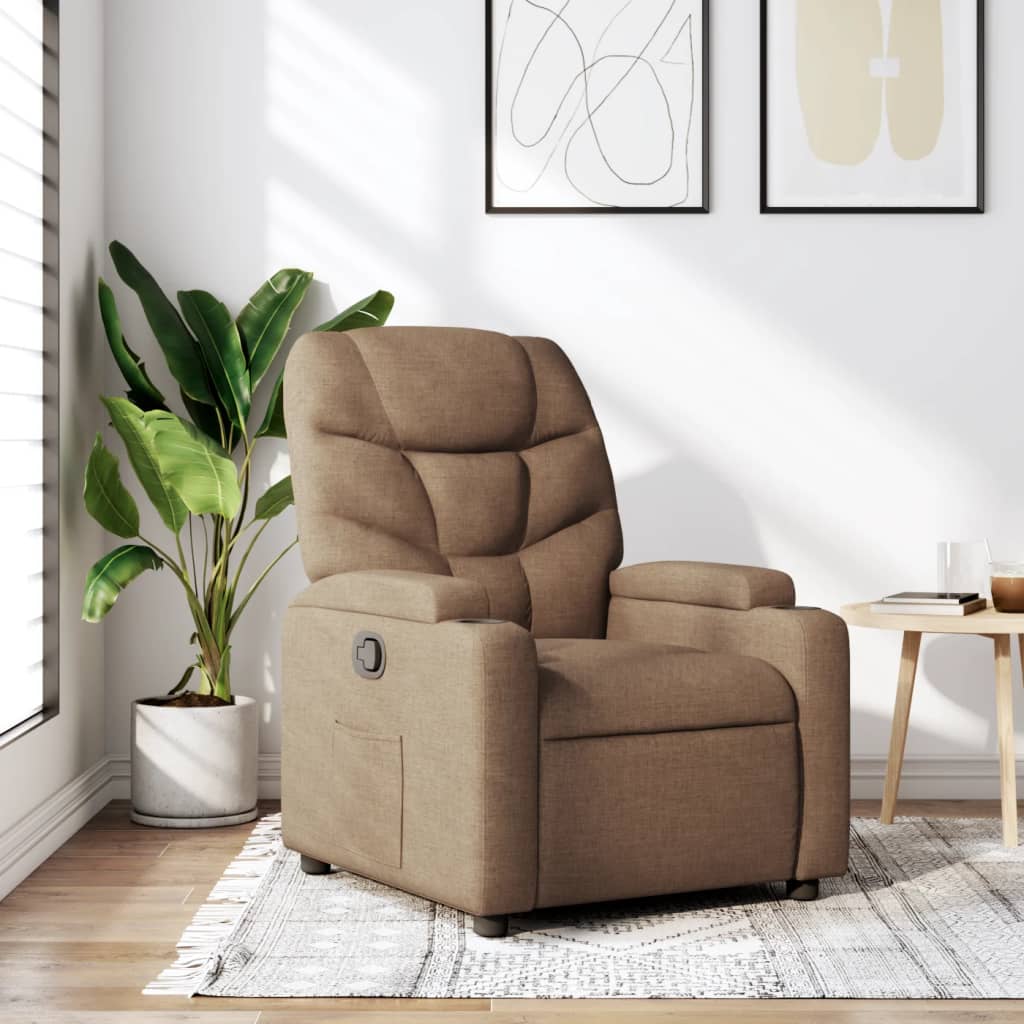 Masážní Polohovací Křeslo Hnědé Textil Hnědá