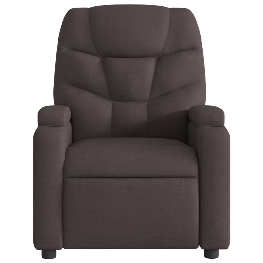 Polohovací Křeslo Tmavě Hnědé Textil Tmavě Hnědá