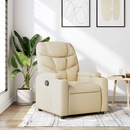 Masážní Polohovací Křeslo Krémové Textil Krémová