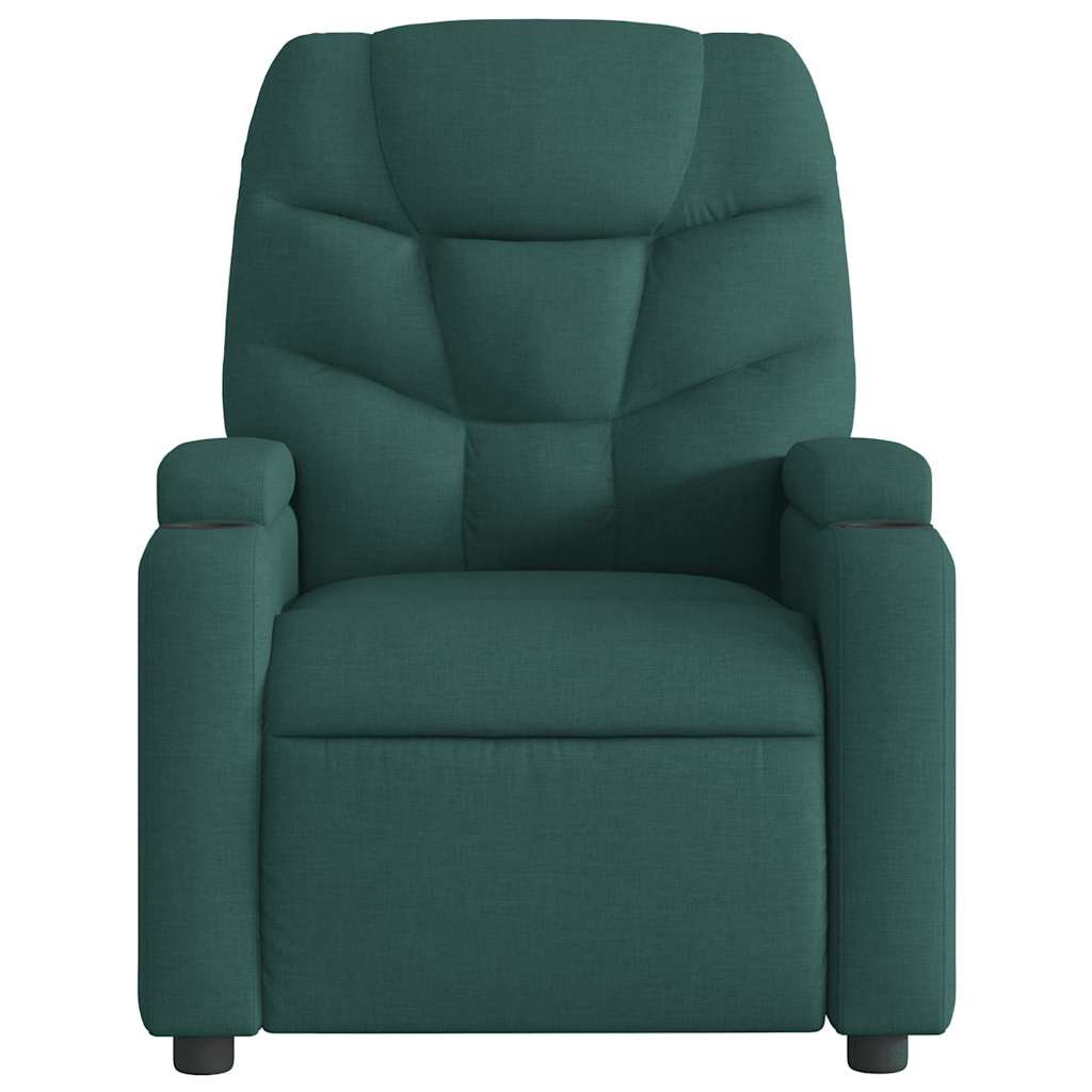 Masážní Polohovací Křeslo Tmavě Zelené Textil Tmavě Zelená