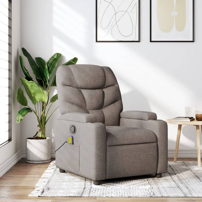 Elektrické Masážní Polohovací Křeslo Textil Taupe