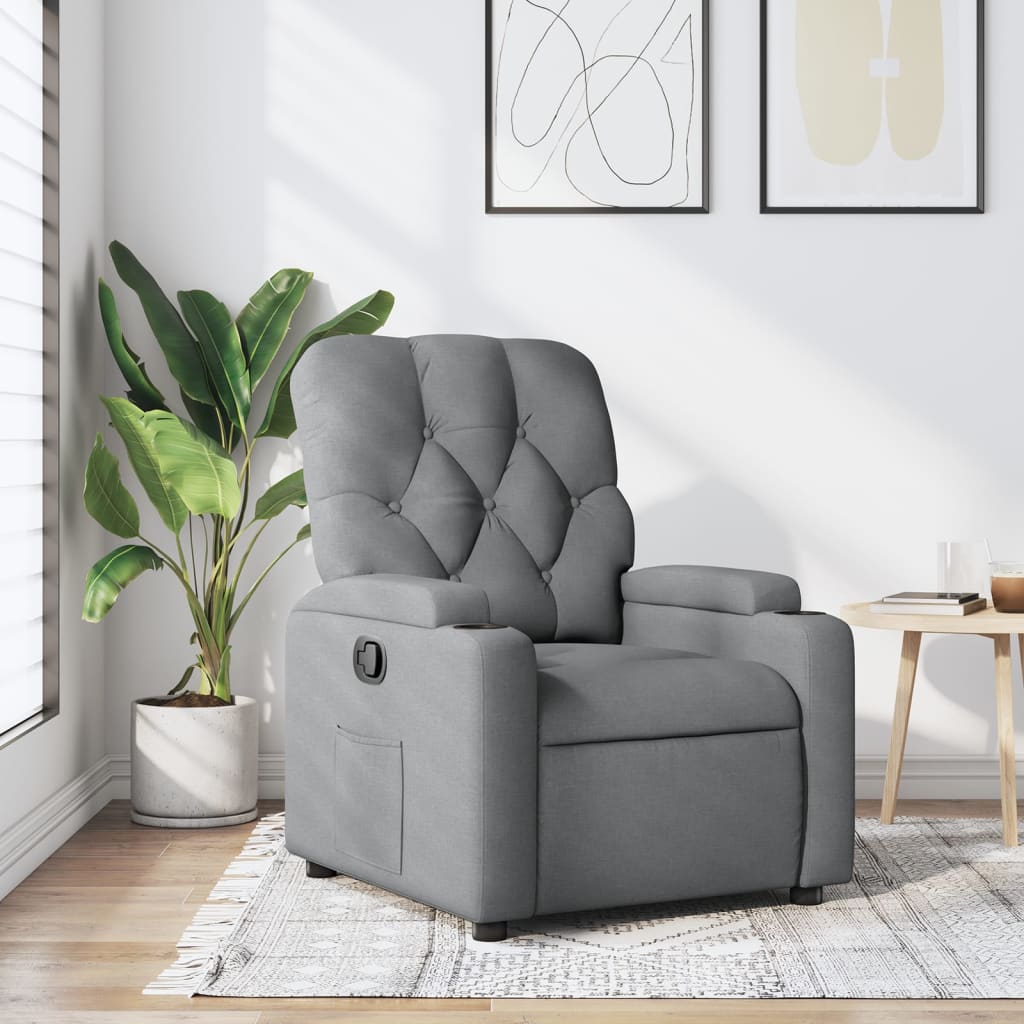Elektrické Masážní Polohovací Křeslo Světle Šedé Textil Světle Šedá