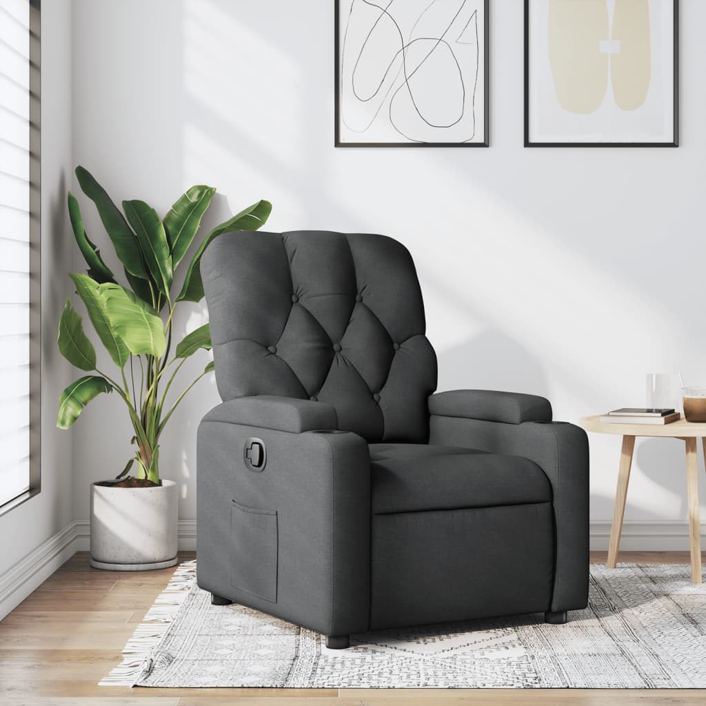 Elektrické Polohovací Křeslo Tmavě Šedé Textil Tmavě Šedá