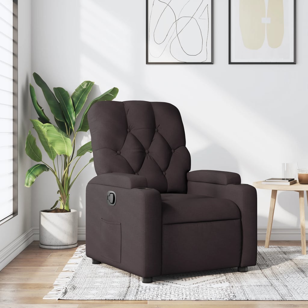 Elektrické Polohovací Křeslo Tmavě Hnědé Textil Tmavě Hnědá