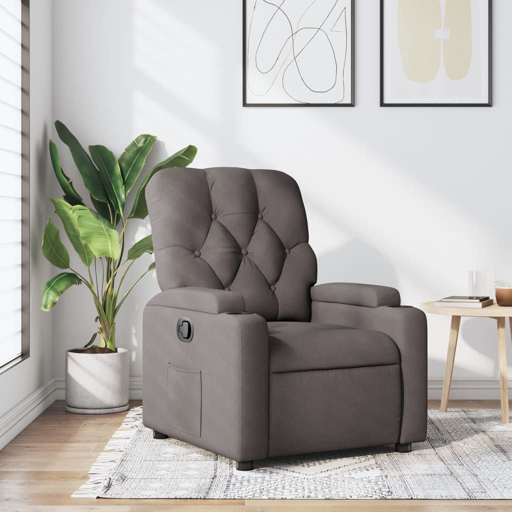 Masážní Polohovací Křeslo Textil Taupe