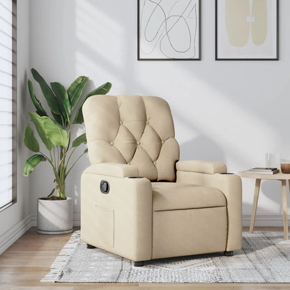 Polohovací Křeslo Krémové Textil Krémová