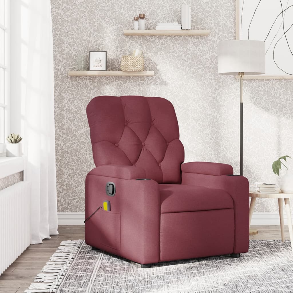 Elektrické Polohovací Křeslo Vínové Textil Vínová Červená