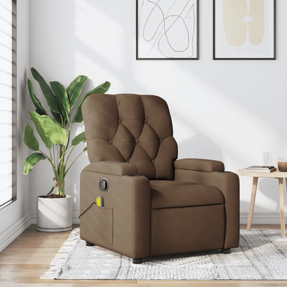 Masážní Polohovací Křeslo Hnědé Textil Hnědá